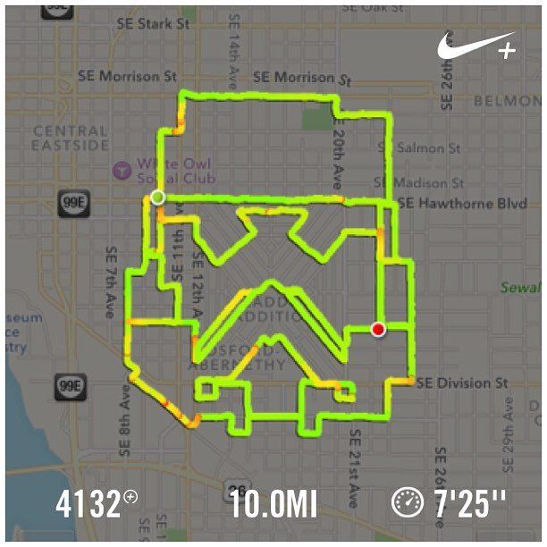 A running route created on the Nike+ app