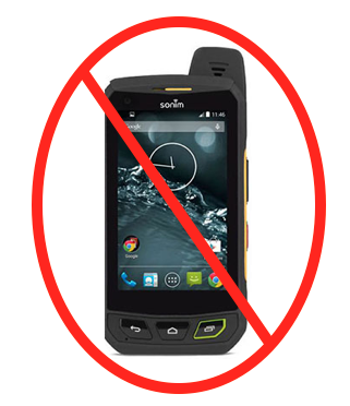 image of crossed out ruggedized cell phone