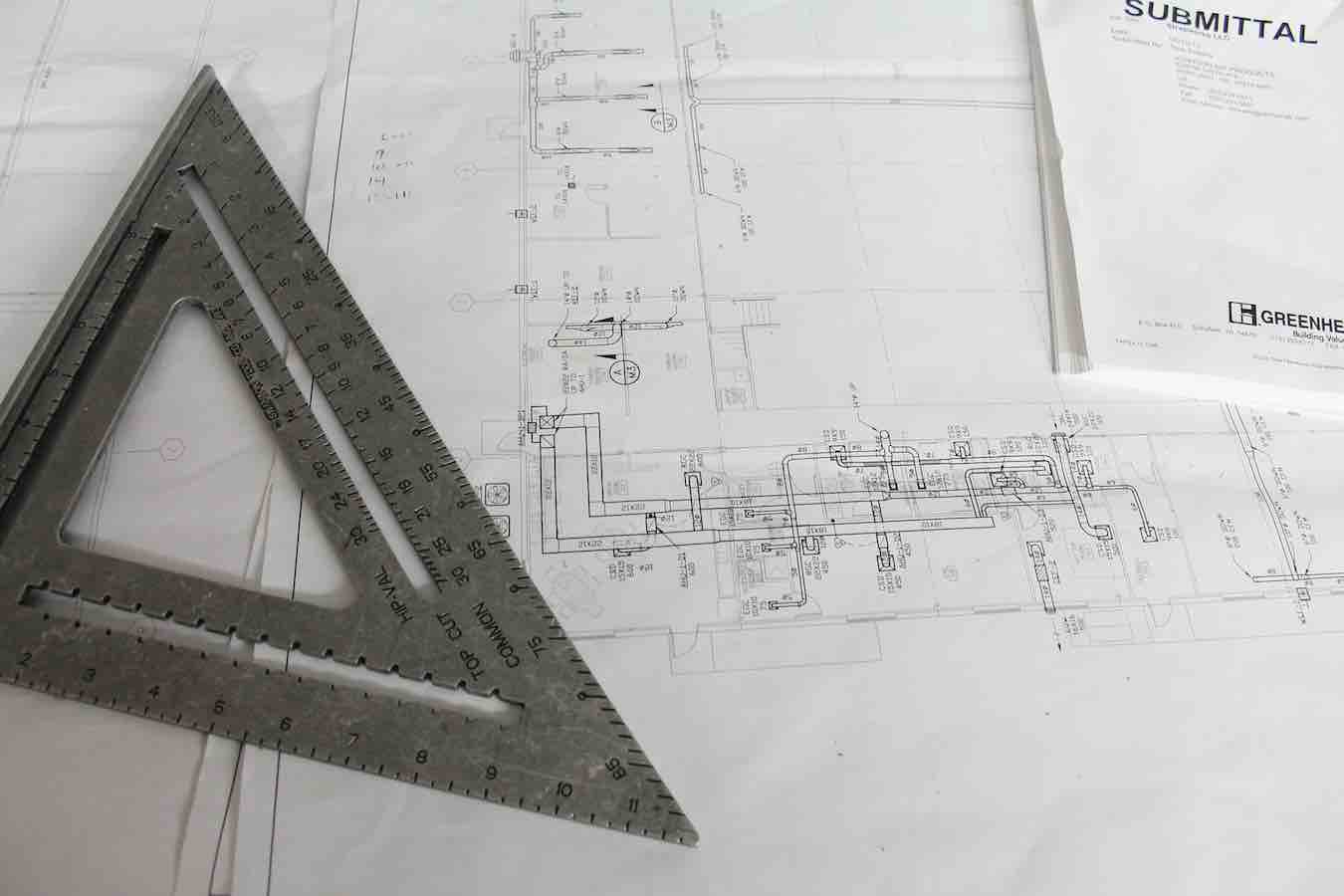 construction drawings with triangle