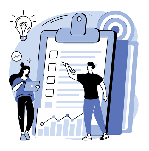 two team members evaluating a standard