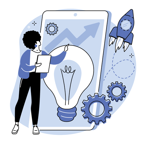 a woman reviewing metrics and refining strategy