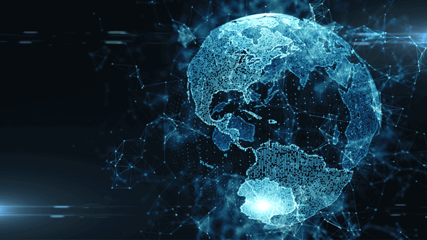 the earth within a digital web of interconnecting systems