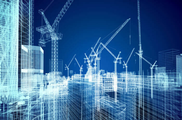 a digital model of a city under construction