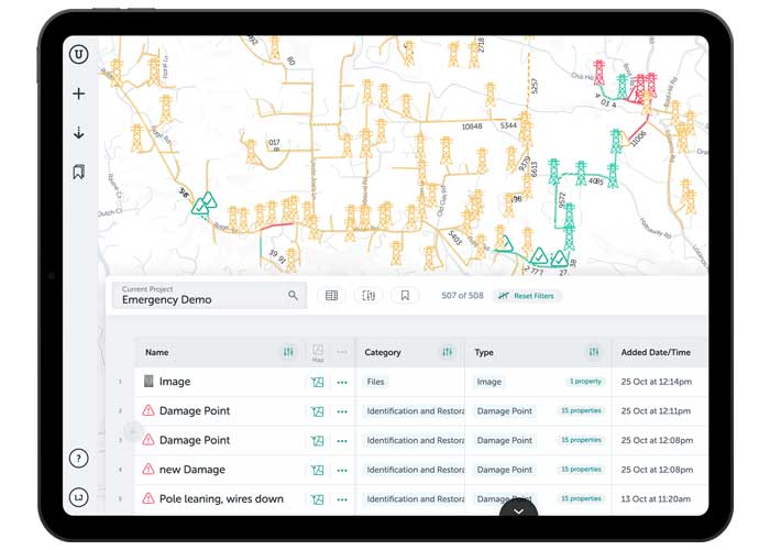 assets and damage organized on Unearth's map