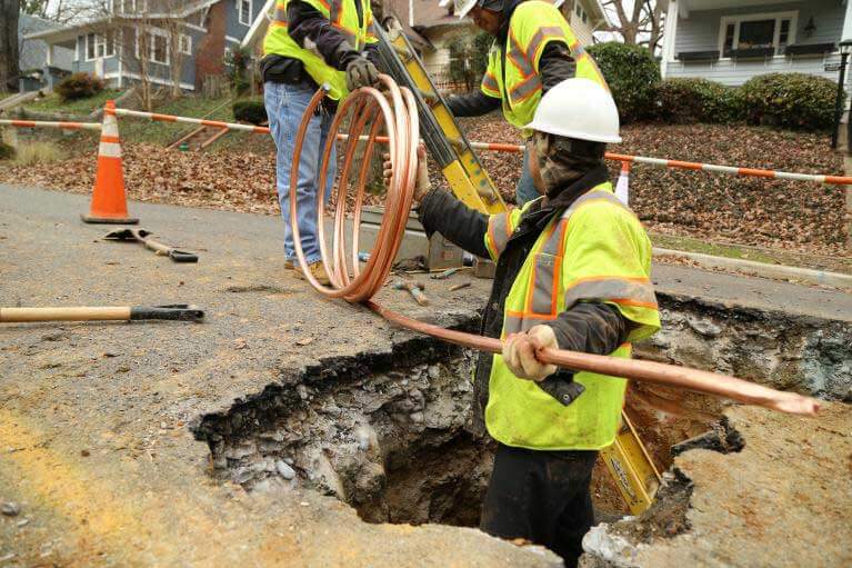 a lead service line replacement using copper pipe