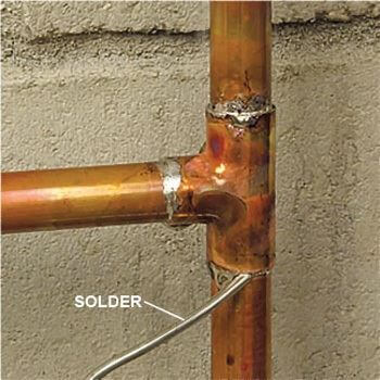 A copper service line with lead solder