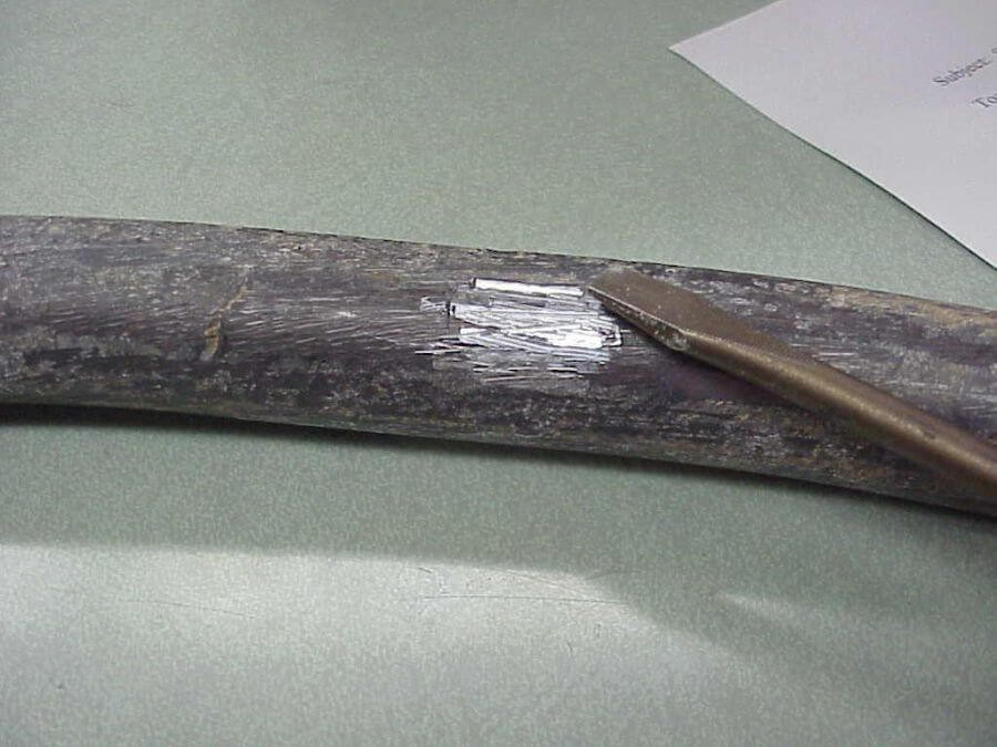 A scratch test of a lead service line