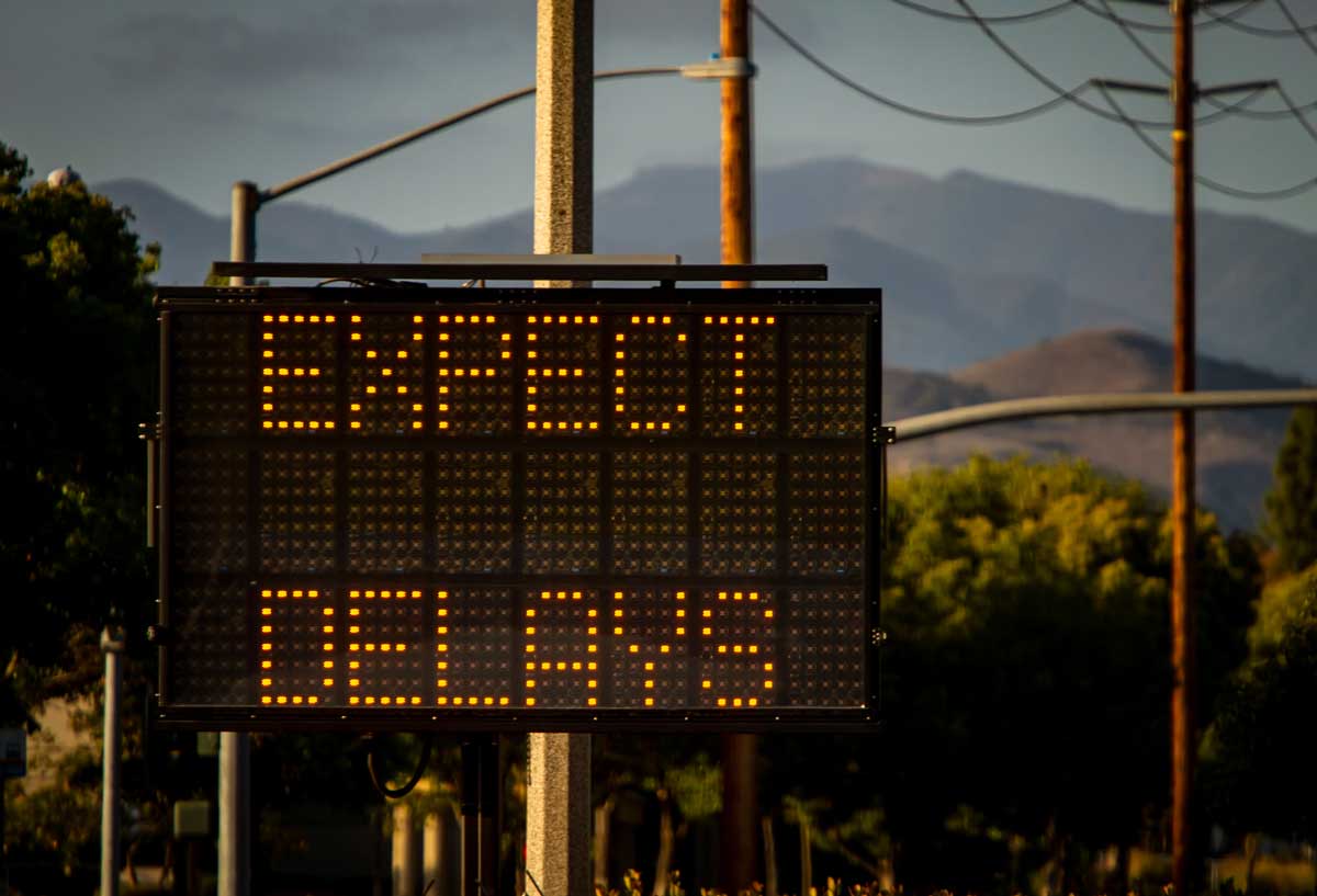 An "Expect Delays" sign at a construction site