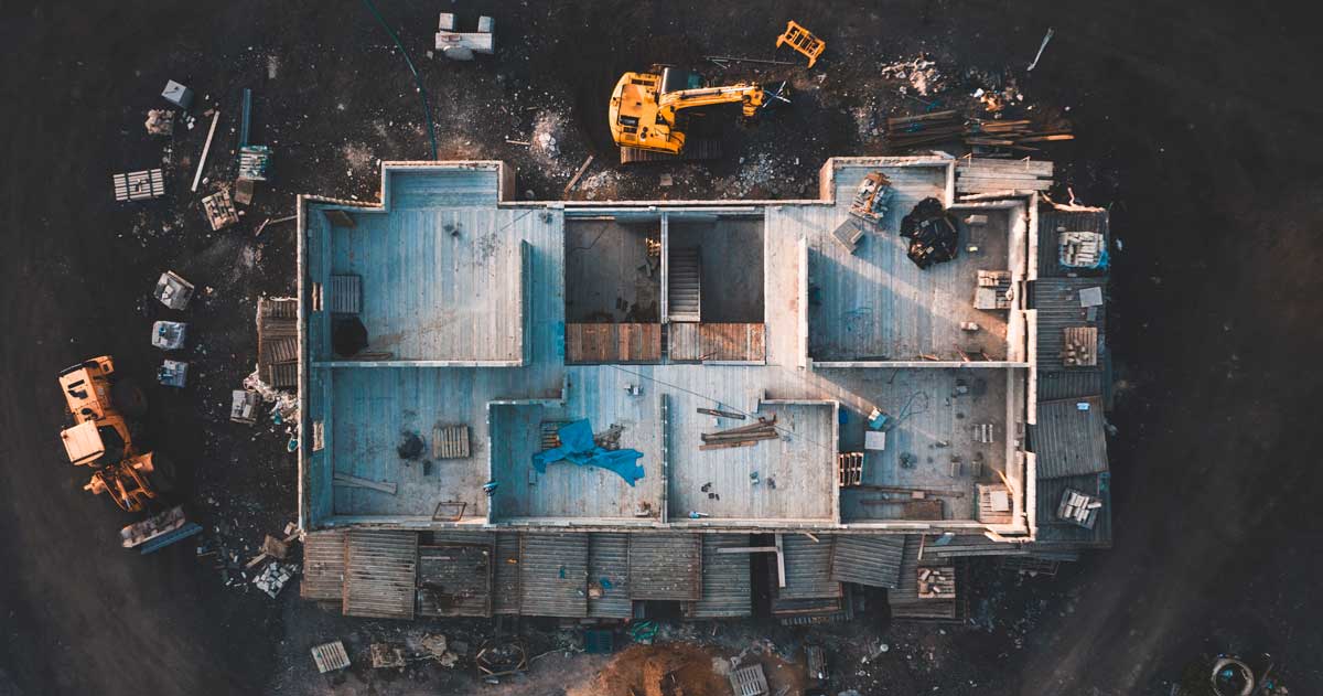 an aerial view of a construction site