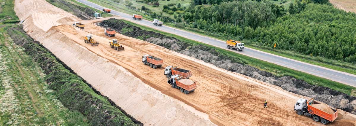 a large roadway infrastructure project under construction