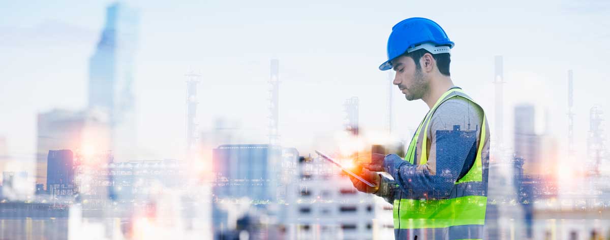 a project engineer using construction mapping software