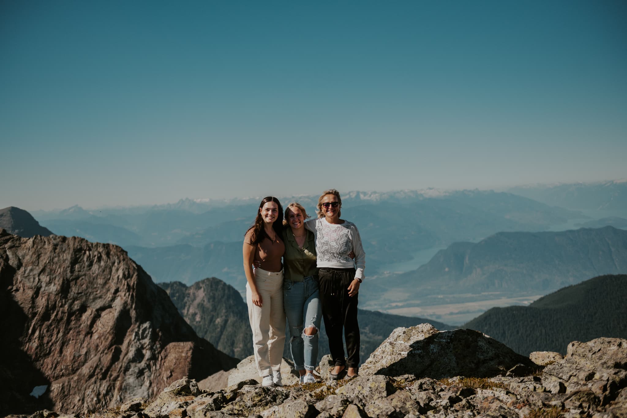 a group of girls on a mountain