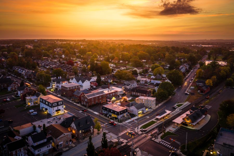 Drone Sunrise in Souderton Pennsylvania