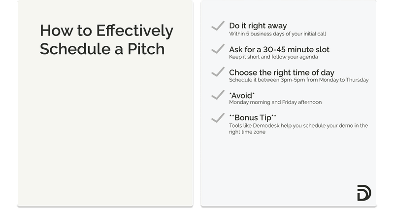 how to effectively schedule a pitch