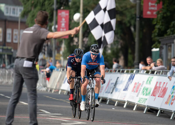 Riders finishing a race
