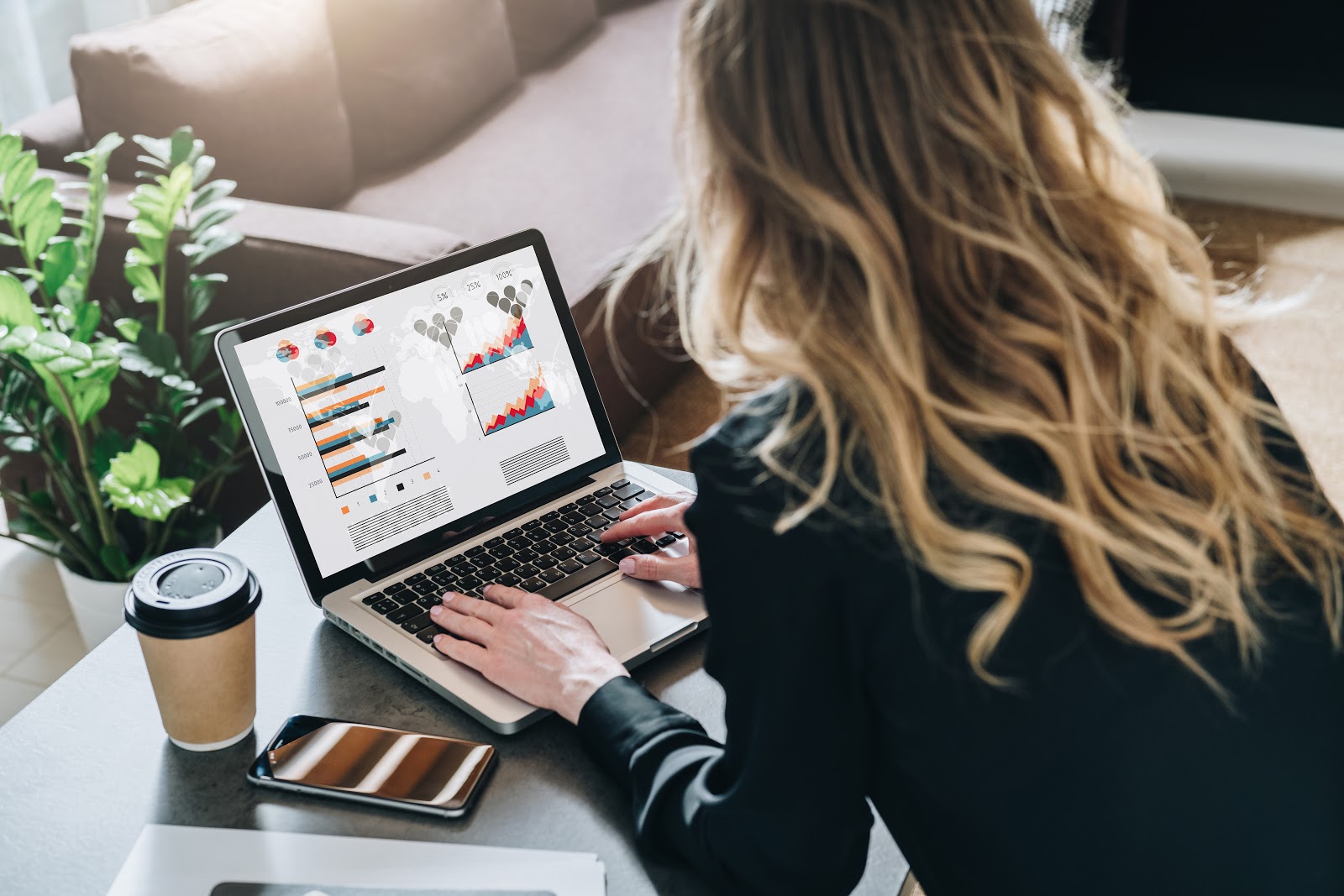 How to ask for donations: Woman looks at graphs