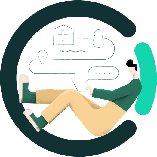 Illustration of man working on laptop