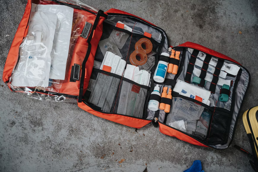 an open first aid kit