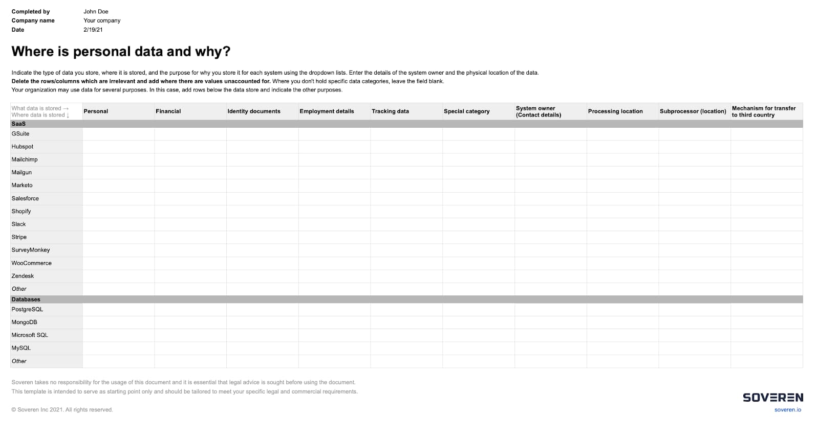 data mapping excel template