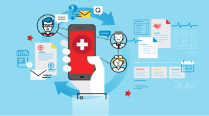 illustration showing patient engagement through a variety of channels