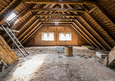 Empty attic before an insulation installaion