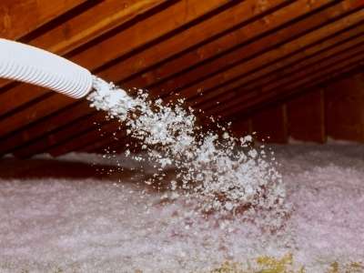 Detailed spray foam insulation in the attic