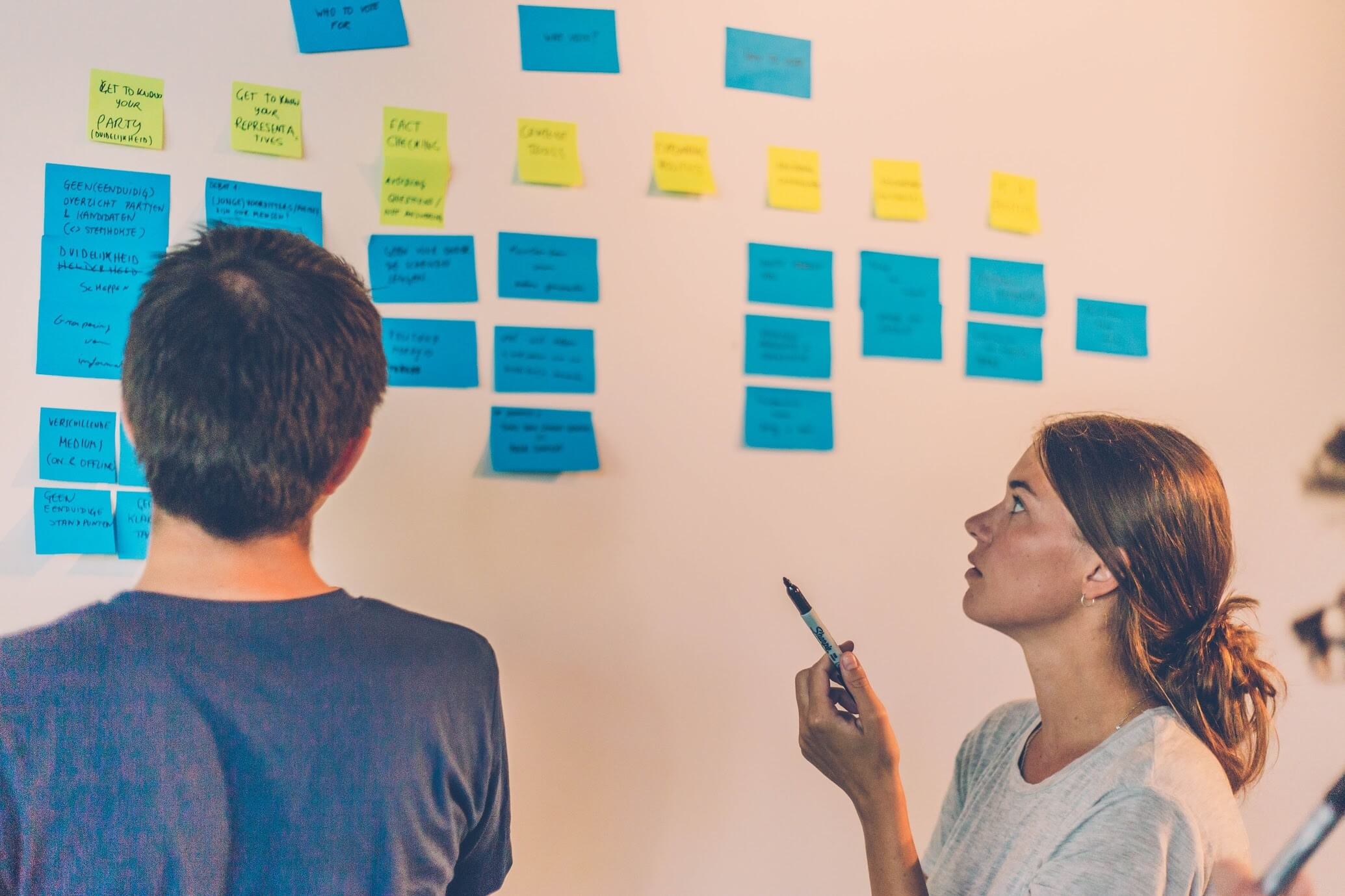 Ideation with post-its on the wall