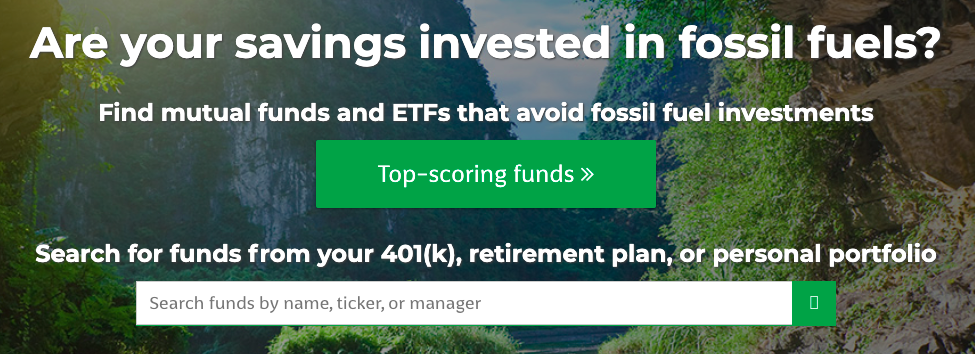 A screenshot of fossilfreefunds.org