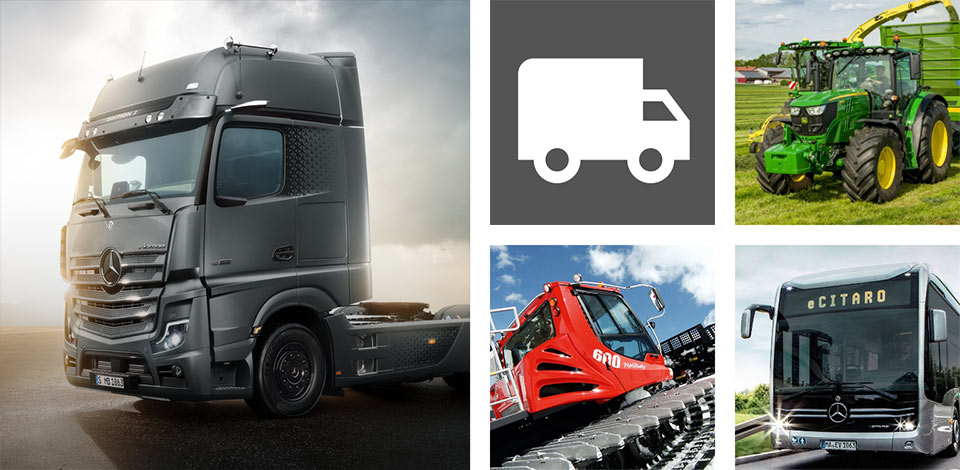Mobilität und Nutzfahrzeugindustrie: LKW, Traktor, Schneeraupe, Omnibus