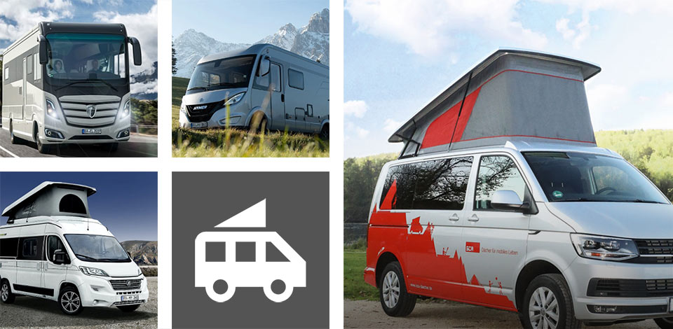 Systeme für die Freizeit- und Wohnmobilbranche: Außenhautteile, Aufstelldächer, Hochdächer, Campingzubehör