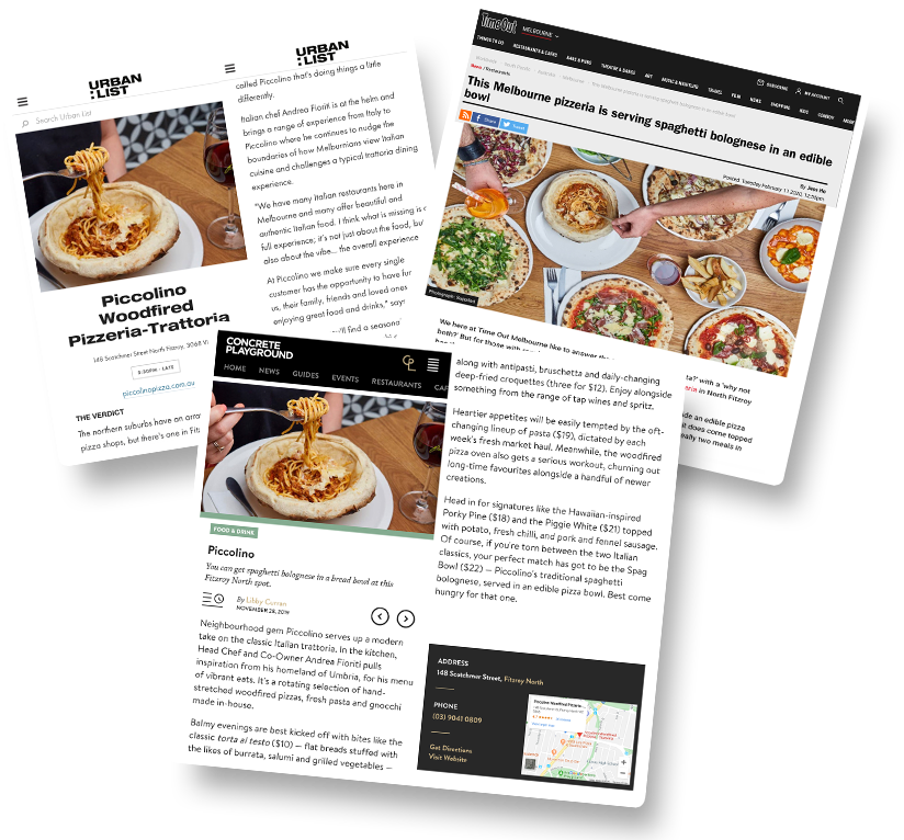 Piccolino news articles placed in a stacked manner