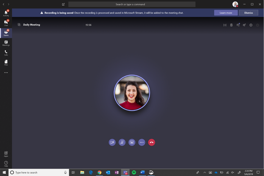 Capture d'un appel à distance sur Microsoft Teams
