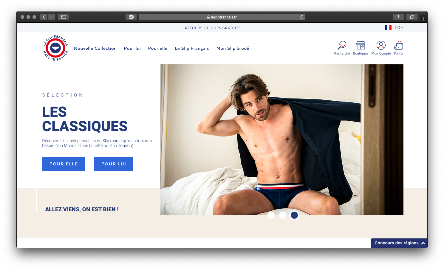 Image de la homepage du Slip Français