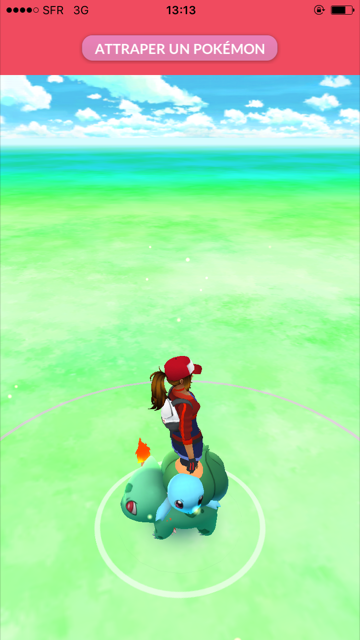 Exemple de bug de l’application. Les 3 Pokémons « starters » ont fusionné ici sans raison.