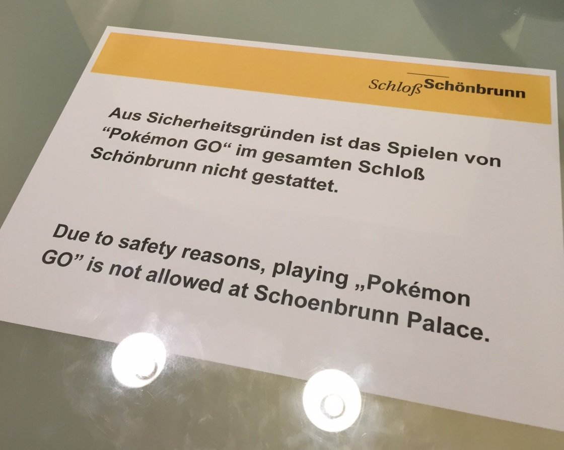 IInterdiction de jouer à Pokémon GO dans le château de Schönbrunn à Vienne.