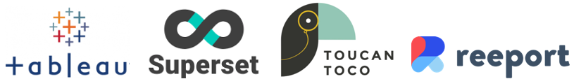 Logos de Tableau, Superset, Toucan Toco, Reeport