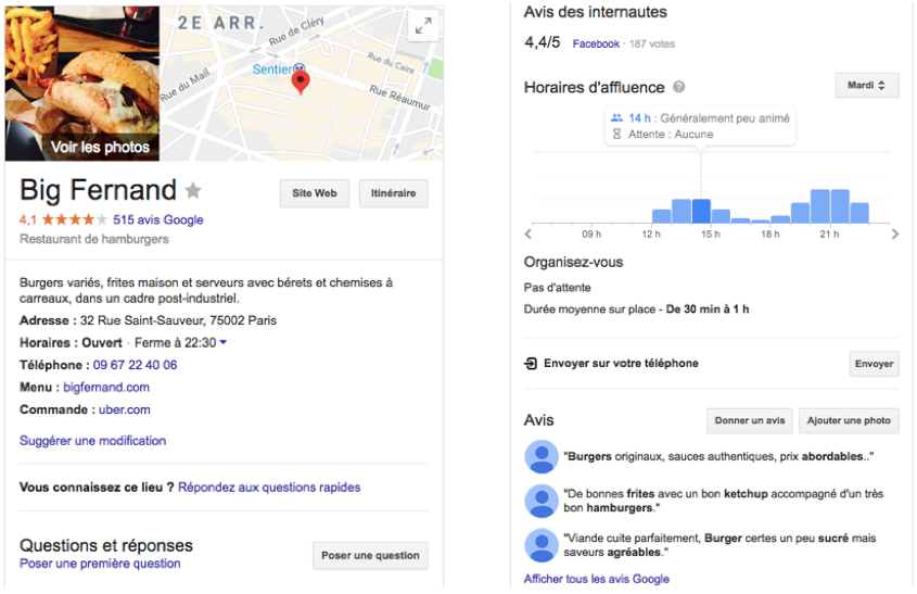 Image de Google My Business pour les restaurants Big Fernand