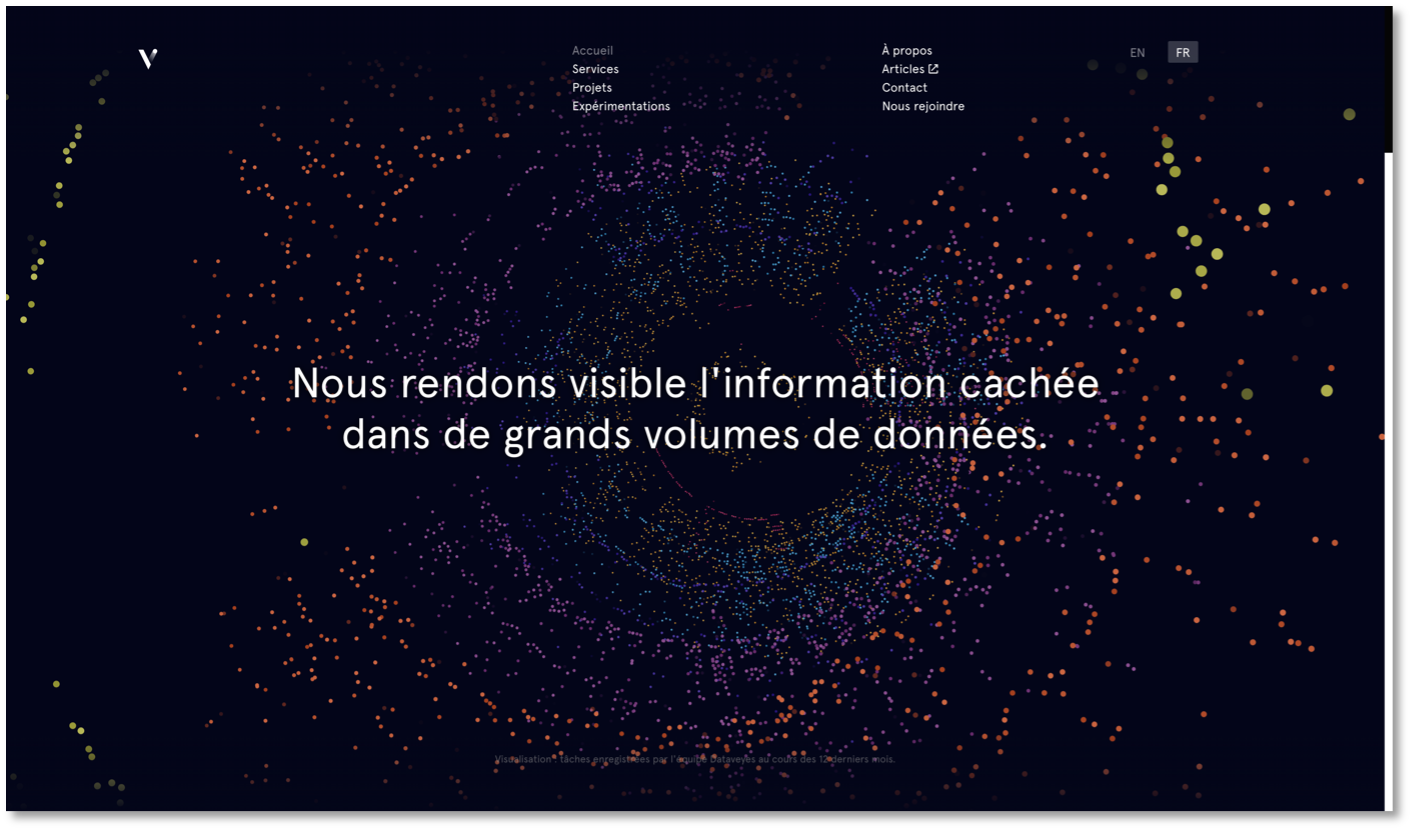 Capture d'écran de la homepage de Dataveyes