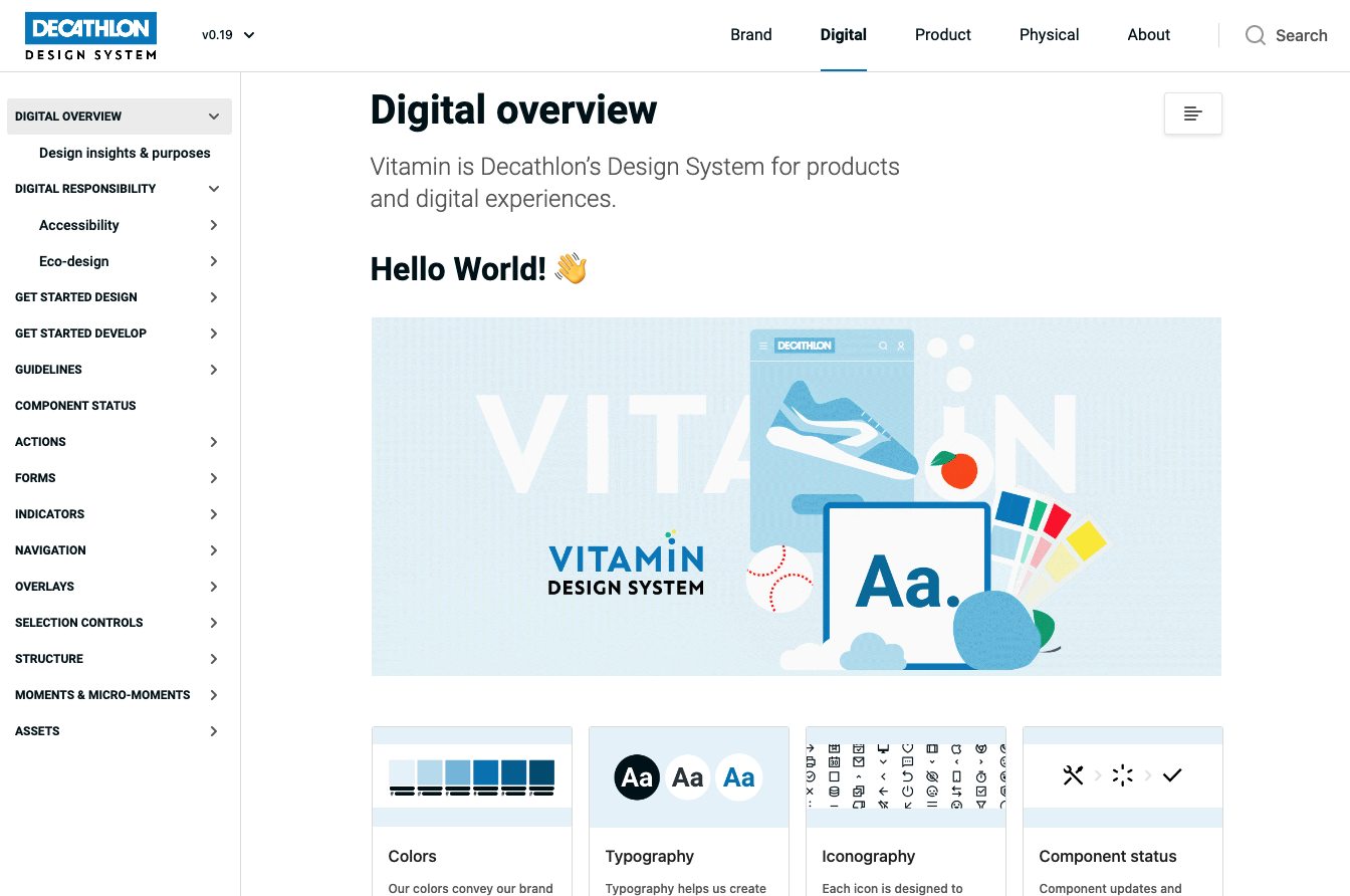 Capture du design system de Décathlon réalisé sur l'outil Zeroheight