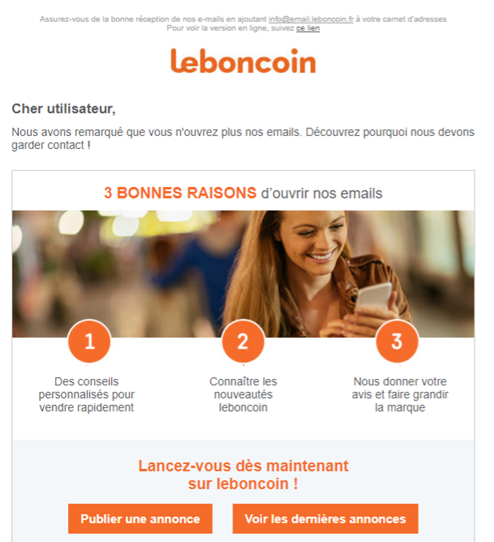 Email à contact inactif de leboncoin