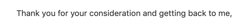 A screenshot of our "Thank you" message.