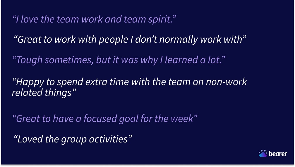 Feedback quotes from the team