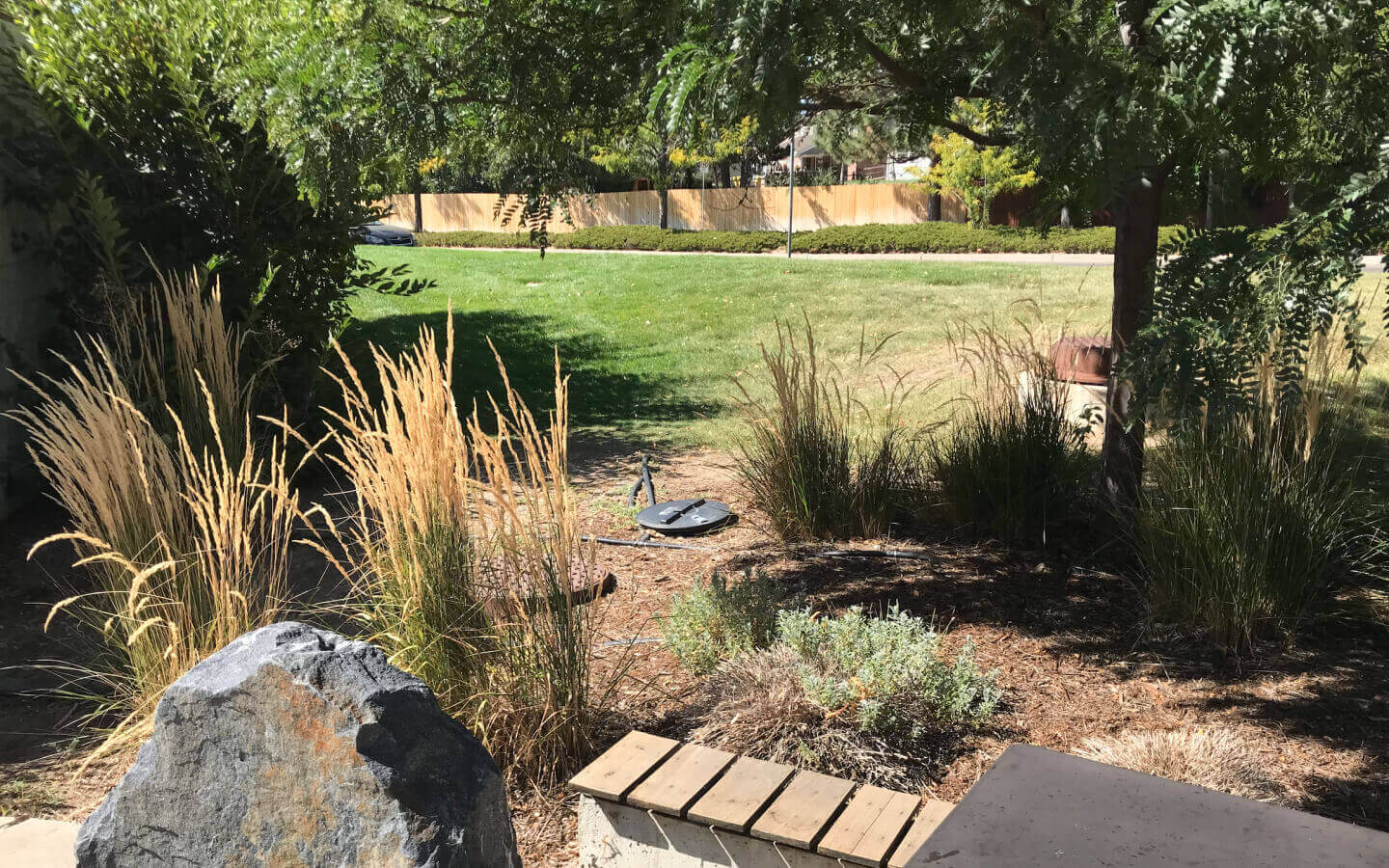 Irrigation, rock and grass from providence property maintenance landscaping commercial snow removal