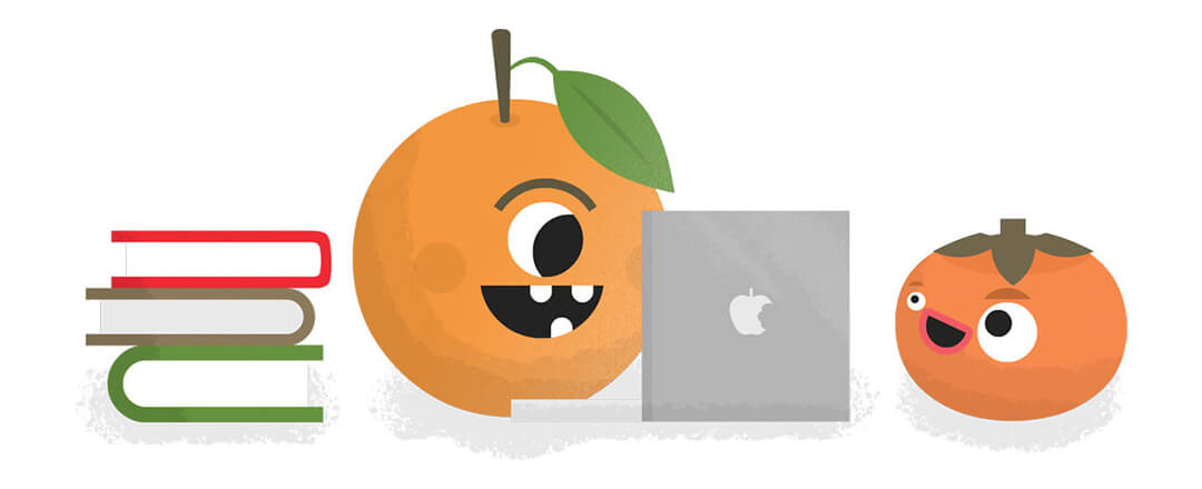 Orange learning about veganism online