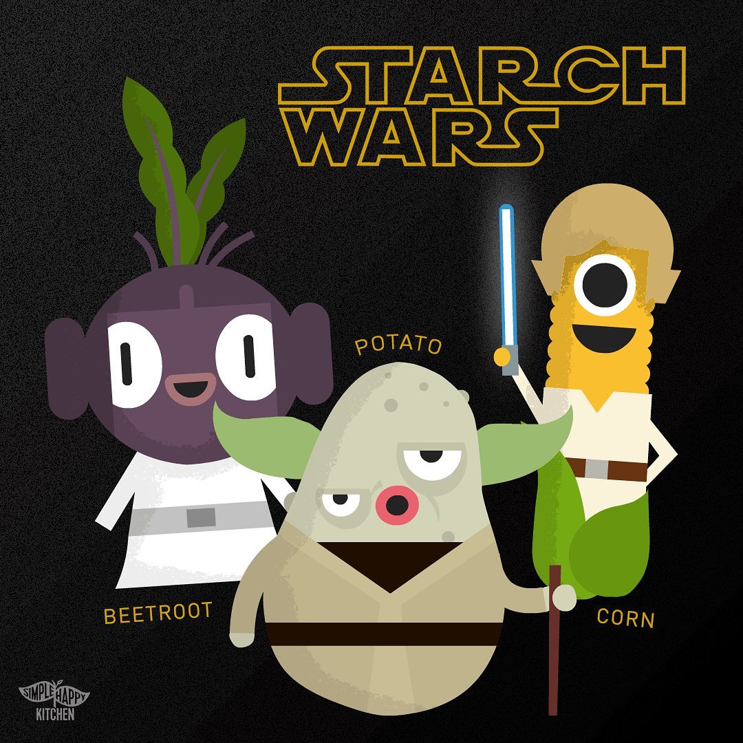 Vegan Star Wars version named Starch Wars