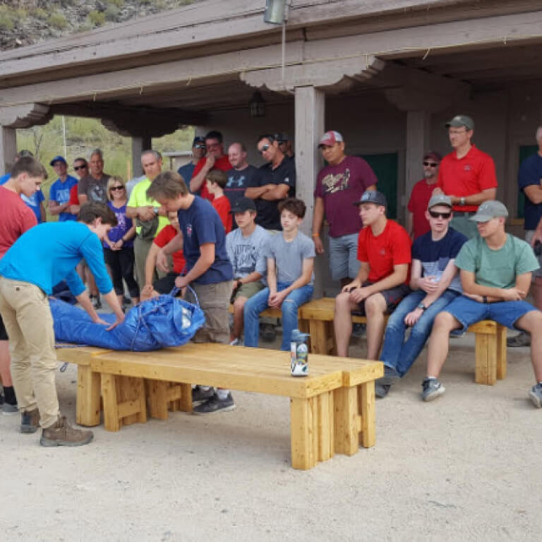 Individuals gathered to review the training