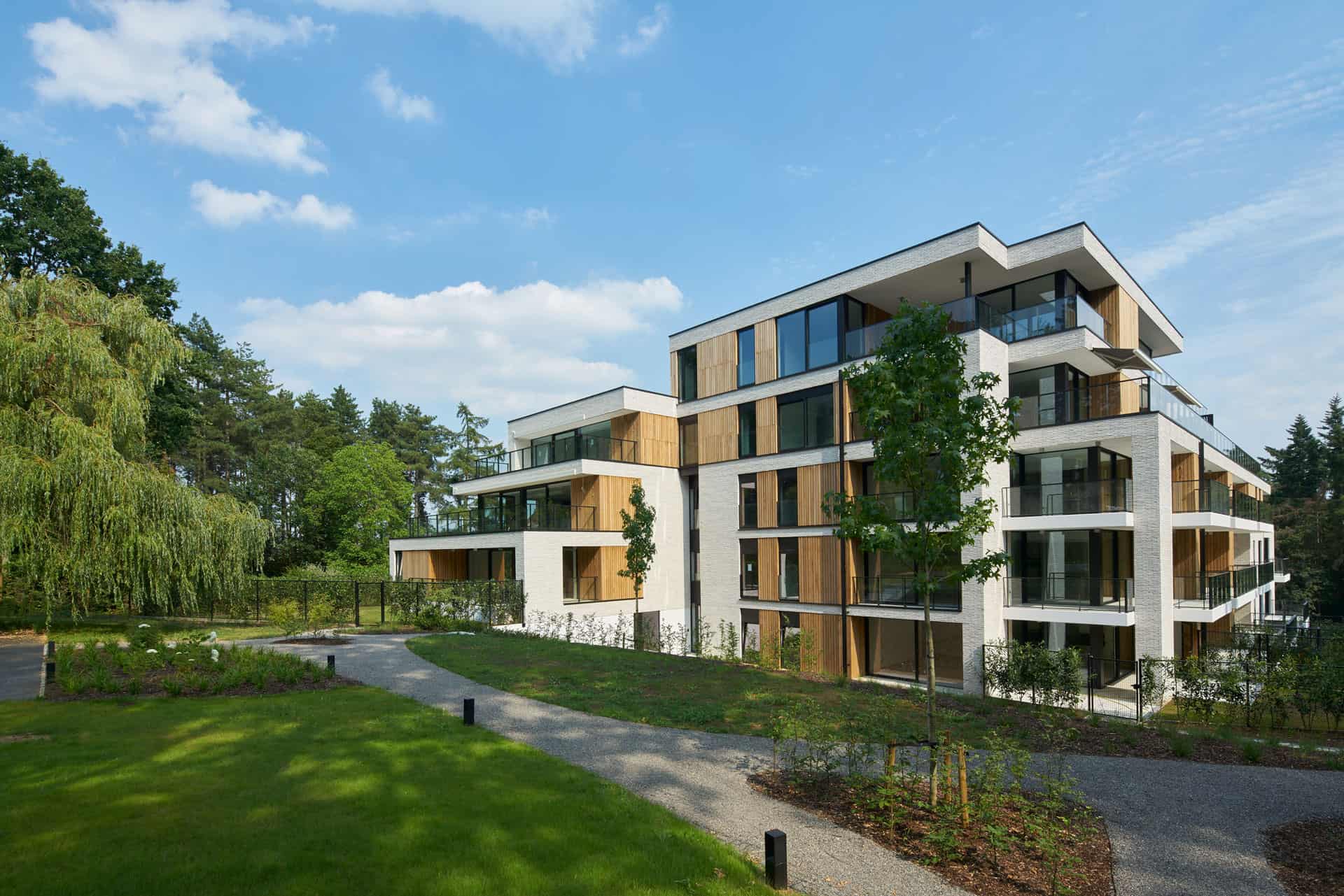Zicht op de voorzijde van de villa te Bolderberg