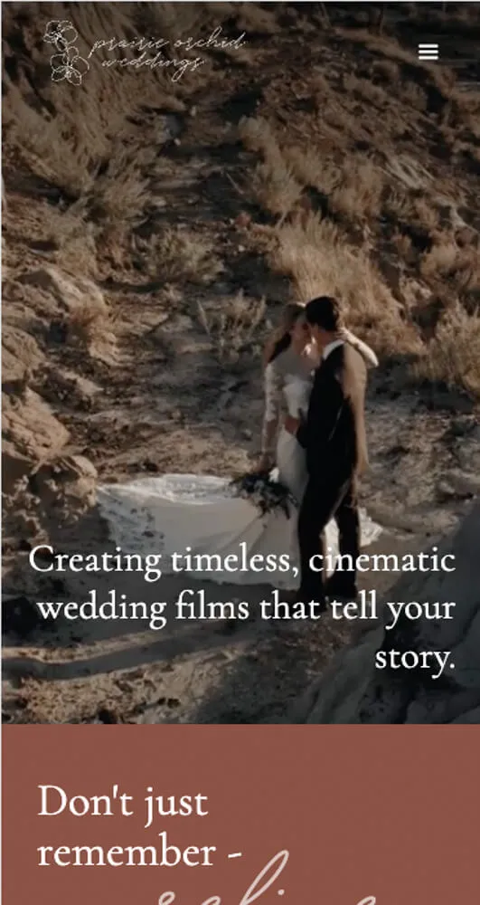 Screen capture of prairieorchidweddings.ca