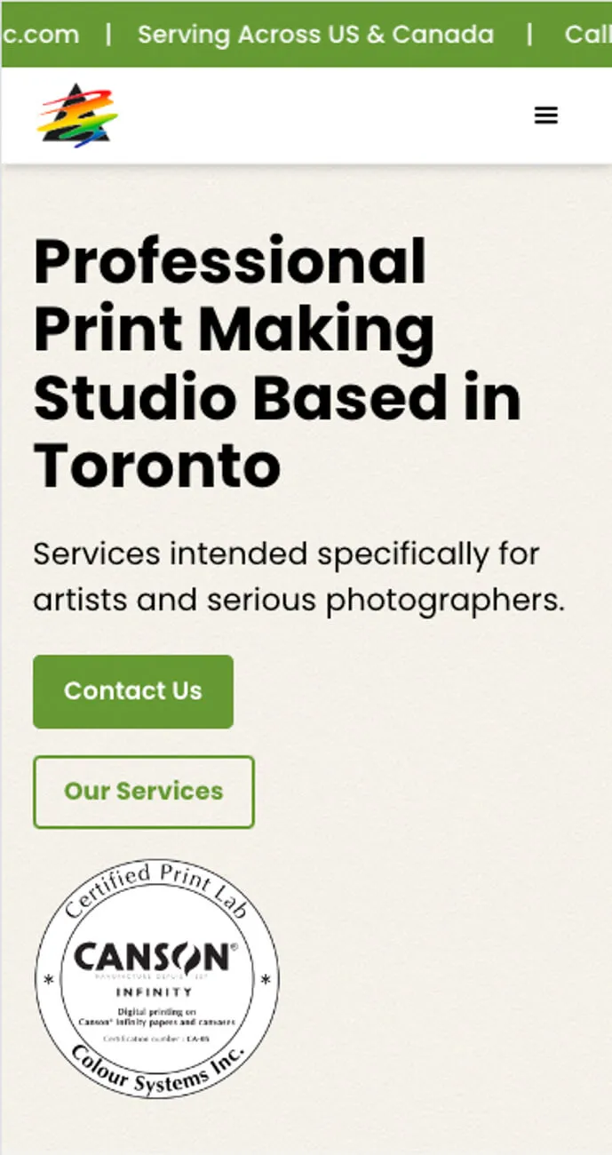 Screen capture of coloursystemsinc.com