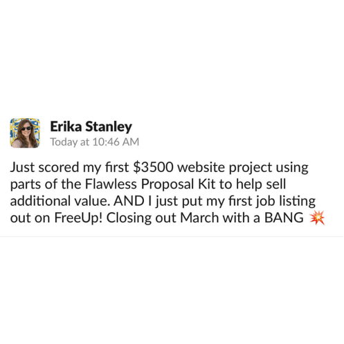 Flawless Proposal kit testimonial success story